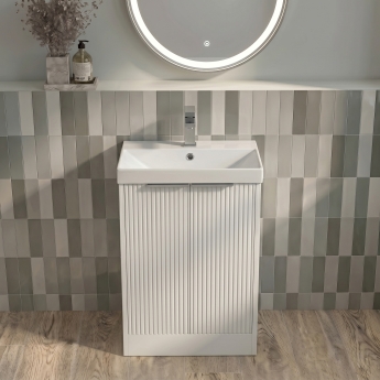 Delphi Lyra Satin White 1000mm 2-Door Waterproof Bathroom Furniture Combination Unit | Product Image