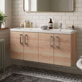 Delphi Modulo 1200mm 4-Door Wall Hung Vanity Unit (inc Twin Basin) | Product Image