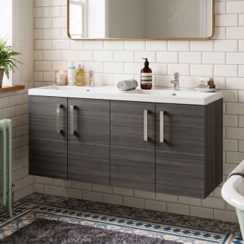 Delphi Modulo 1200mm 4-Door Wall Hung Vanity Unit (inc Twin Basin) | Product Image