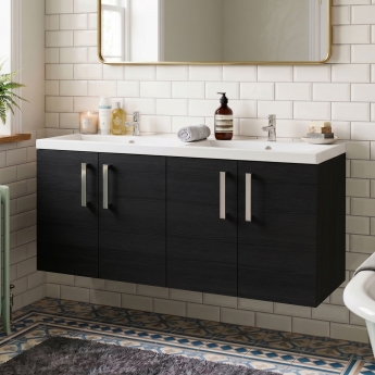 Delphi Modulo 1200mm 4-Door Wall Hung Vanity Unit (inc Twin Basin) | Product Image