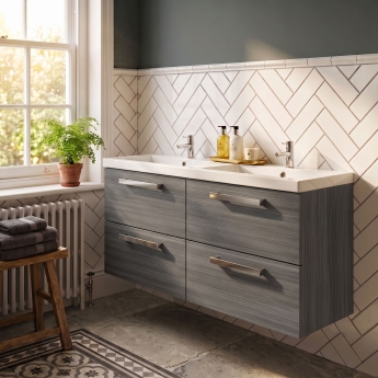 Delphi Modulo 1200mm 4-Drawer Wall Hung Vanity Unit (inc Twin Basin) | Product Image
