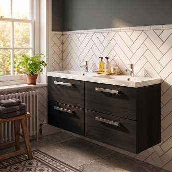 Delphi Modulo 1200mm 4-Drawer Wall Hung Vanity Unit (inc Twin Basin) | Product Image