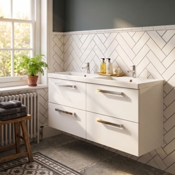 Delphi Modulo 1200mm 4-Drawer Wall Hung Vanity Unit (inc Twin Basin) | Product Image