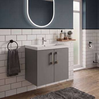 Delphi Modulo 600mm 2-Door Wall Hung Vanity Unit (inc Basin) | Product Image