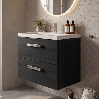 Delphi Modulo 600mm 2-Drawer Wall Hung Vanity Unit (inc Basin) | Product Image