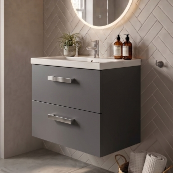 Delphi Modulo 600mm 2-Drawer Wall Hung Vanity Unit (inc Basin) | Product Image