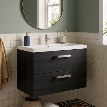 Delphi Modulo 800mm 2-Drawer Wall Hung Vanity Unit (inc Basin) | Product Image