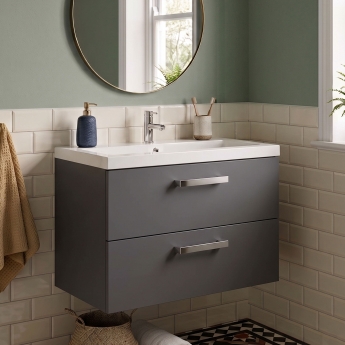 Delphi Modulo 800mm 2-Drawer Wall Hung Vanity Unit (inc Basin) | Product Image