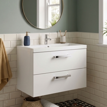 Delphi Modulo 800mm 2-Drawer Wall Hung Vanity Unit (inc Basin) | Product Image