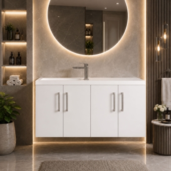 Delphi Modulo Slimline 1200mm 4-Door Wall Hung Vanity Unit (inc Basin) | Product Image