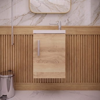 Delphi Modulo Slimline 400mm 1-Door Wall Hung Vanity Unit (inc Basin) | Product Image