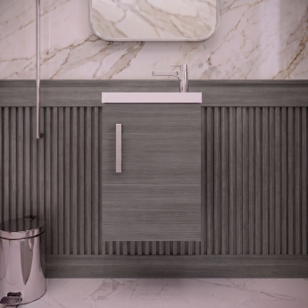 Delphi Modulo Slimline 400mm 1-Door Wall Hung Vanity Unit (inc Basin) | Product Image