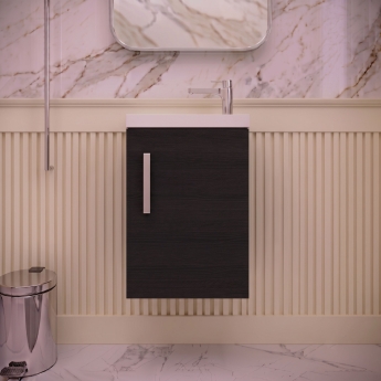Delphi Modulo Slimline 400mm 1-Door Wall Hung Vanity Unit (inc Basin) | Product Image