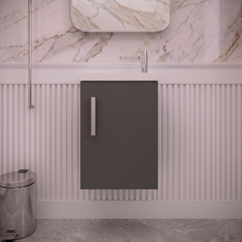 Delphi Modulo Slimline 400mm 1-Door Wall Hung Vanity Unit (inc Basin) | Product Image