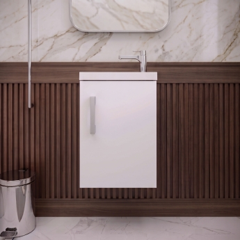 Delphi Modulo Slimline 400mm 1-Door Wall Hung Vanity Unit (inc Basin) | Product Image