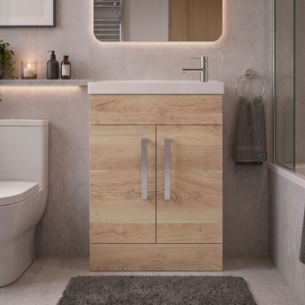 Delphi Modulo Slimline 600mm 2-Door Floor Standing Vanity Unit (inc Basin) | Product Image