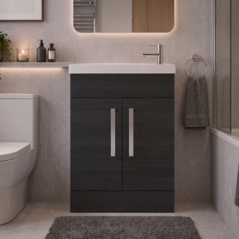 Delphi Modulo Slimline 600mm 2-Door Floor Standing Vanity Unit (inc Basin) | Product Image