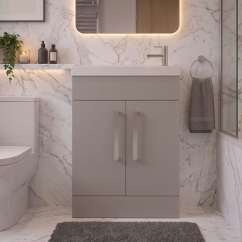 Delphi Modulo Slimline 600mm 2-Door Floor Standing Vanity Unit (inc Basin) | Product Image