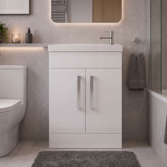 Delphi Modulo Slimline 600mm 2-Door Floor Standing Vanity Unit (inc Basin) | Product Image