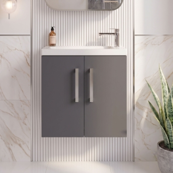 Delphi Modulo Slimline 500mm 2-Door Wall Hung Vanity Unit (inc Basin) | Product Image