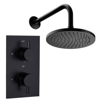 Delphi Moor Thermostatic Dual Concealed Mixer Shower with Fixed Shower Head - Black