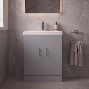 Delphi Nebula Compact 550mm 2-Door Floor Standing Vanity Unit with Basin | Product Image