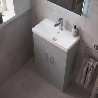Delphi Nebula Compact 550mm 2-Door Floor Standing Vanity Unit with Basin | Product Image