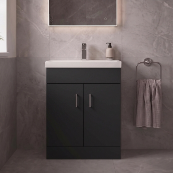 Delphi Nebula Compact 550mm 2-Door Floor Standing Vanity Unit with Basin | Product Image