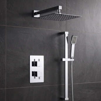 Delphi Nectar Chrome Dual Concealed Shower Set with Fixed Head and Slide Rail Kit | Product Image