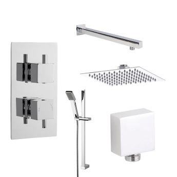 Delphi Nectar Chrome Dual Concealed Shower Set with Fixed Head and Slide Rail Kit | Product Image