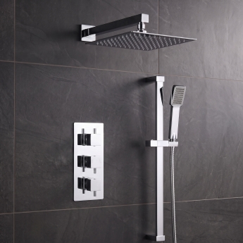 Delphi Nectar Chrome Triple Concealed Shower Set with Fixed Head and Slide Rail Kit | Product Image
