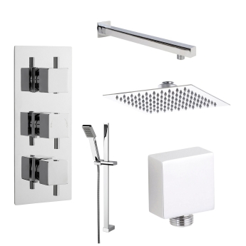 Delphi Nectar Chrome Triple Concealed Shower Set with Fixed Head and Slide Rail Kit | Product Image
