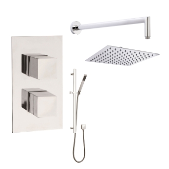 Delphi Nexus Chrome Dual Concealed Shower Set with Large Drencher Head and Slide Rail Kit | Product Image