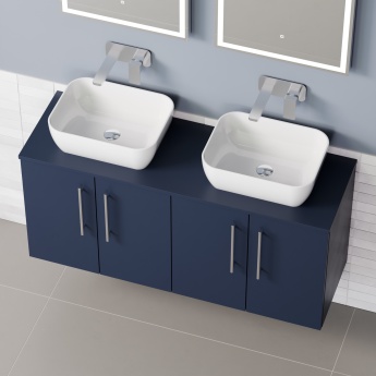 Delphi Nordic Midnight Blue 1200mm 4-Door Wall Hung Countertop Vanity Unit | Product Image