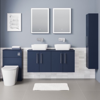 Delphi Nordic Midnight Blue 1200mm 4-Door Wall Hung Countertop Vanity Unit | Product Image