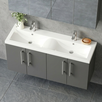 Delphi Nordic 1200mm 4-Door Wall Hung Vanity Unit (inc Basin) | Product Image