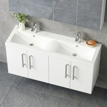 Delphi Nordic 1200mm 4-Door Wall Hung Vanity Unit (inc Basin) | Product Image