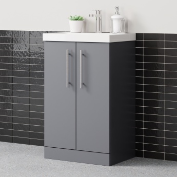 Delphi Nordic 500mm 2-Door Floor Standing Vanity Unit (inc Basin) | Product Image