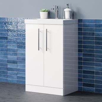 Delphi Nordic 500mm 2-Door Floor Standing Vanity Unit (inc Basin) | Product Image