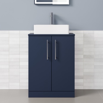 Delphi Nordic Midnight Blue 600mm 2-Door Floor Standing Countertop Vanity Unit | Product Image