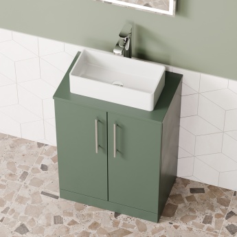 Delphi Nordic Green 600mm 2-Door Floor Standing Countertop Vanity Unit | Product Image