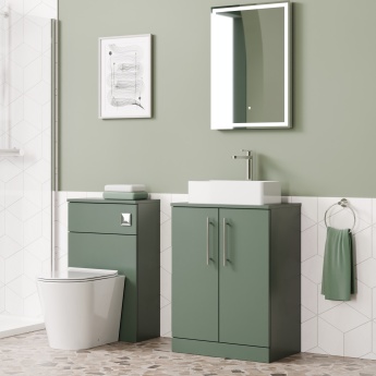 Delphi Nordic Green 600mm 2-Door Floor Standing Countertop Vanity Unit | Product Image