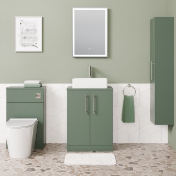 Delphi Nordic Green 600mm 2-Door Floor Standing Countertop Vanity Unit | Product Image