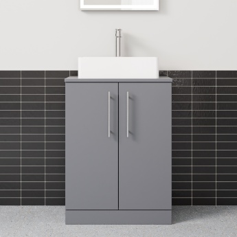 Delphi Nordic Grey 600mm 2-Door Floor Standing Countertop Vanity Unit | Product Image