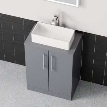 Delphi Nordic Grey 600mm 2-Door Floor Standing Countertop Vanity Unit | Product Image