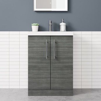 Delphi Nordic Anthracite 600mm 2-Door Floor Standing Vanity Unit (inc Basin) | Product Image