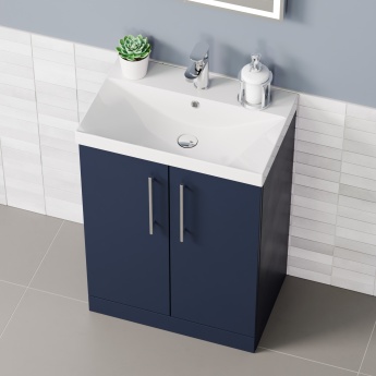 Delphi Nordic Midnight Blue 600mm 2-Door Floor Standing Vanity Unit (inc Basin) | Product Image