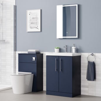 Delphi Nordic Midnight Blue 600mm 2-Door Floor Standing Vanity Unit (inc Basin) | Product Image