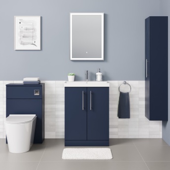 Delphi Nordic Midnight Blue 600mm 2-Door Floor Standing Vanity Unit (inc Basin) | Product Image