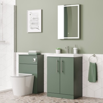 Delphi Nordic Green 600mm 2-Door Floor Standing Vanity Unit (inc Basin) | Product Image